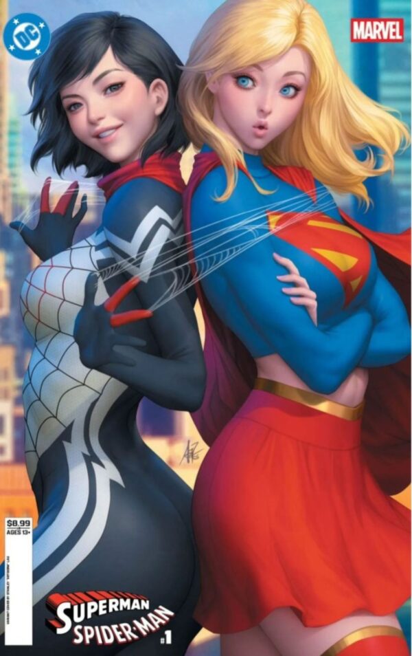 DC Marvel Superman Spider-Man #1 (one shot) cvr M Stanley Artgerm Lau Supergirl & Silk card stock var