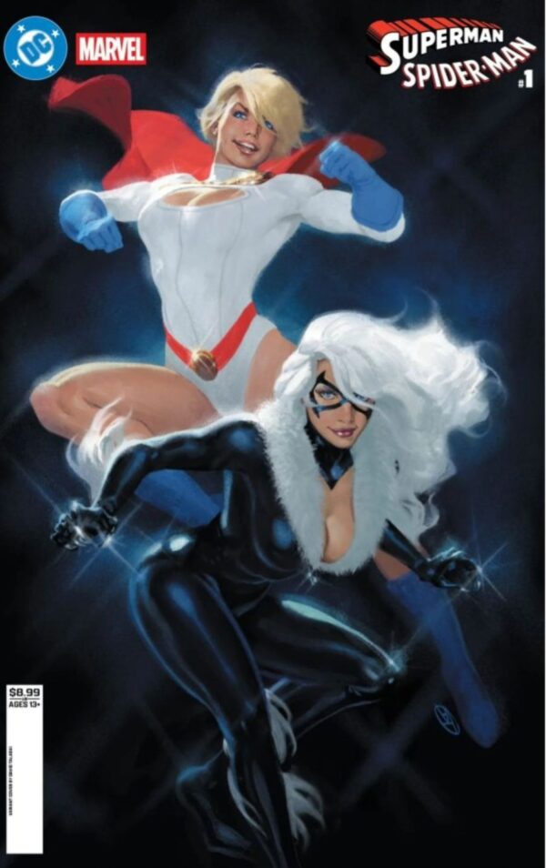 DC Marvel Superman Spider-man #1 (one shot) cvr V David Talaski Power Girl & Black Cat card stock var